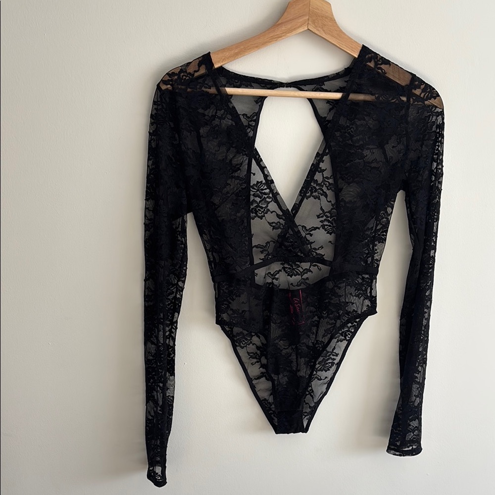 Black Lace Bodysuit - Size S